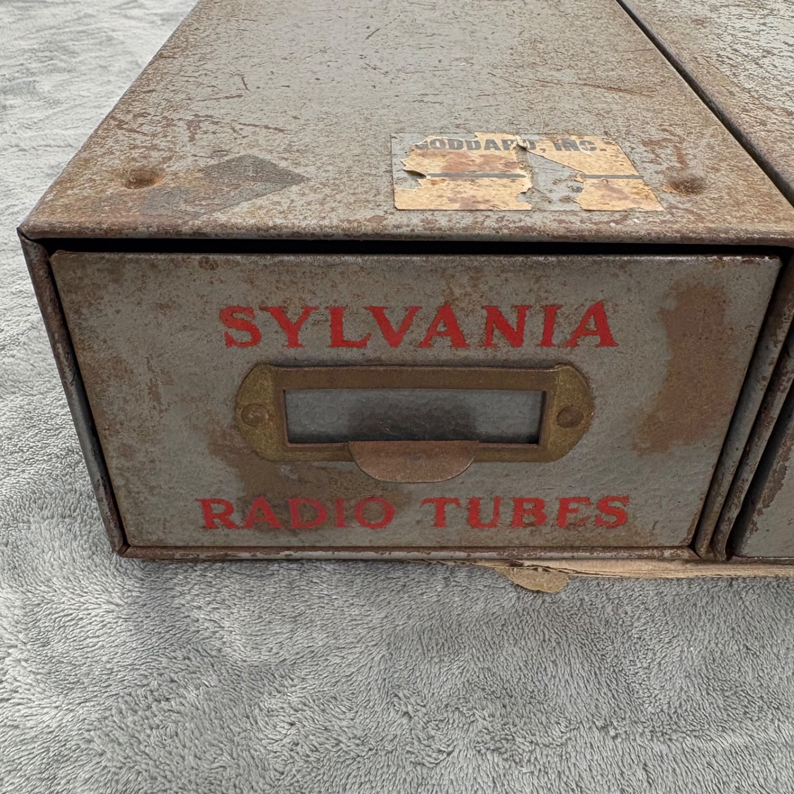 Vintage Sylvania Radio Tubes Industrial Metal Storage File Drawers 12x6 Lot of 2