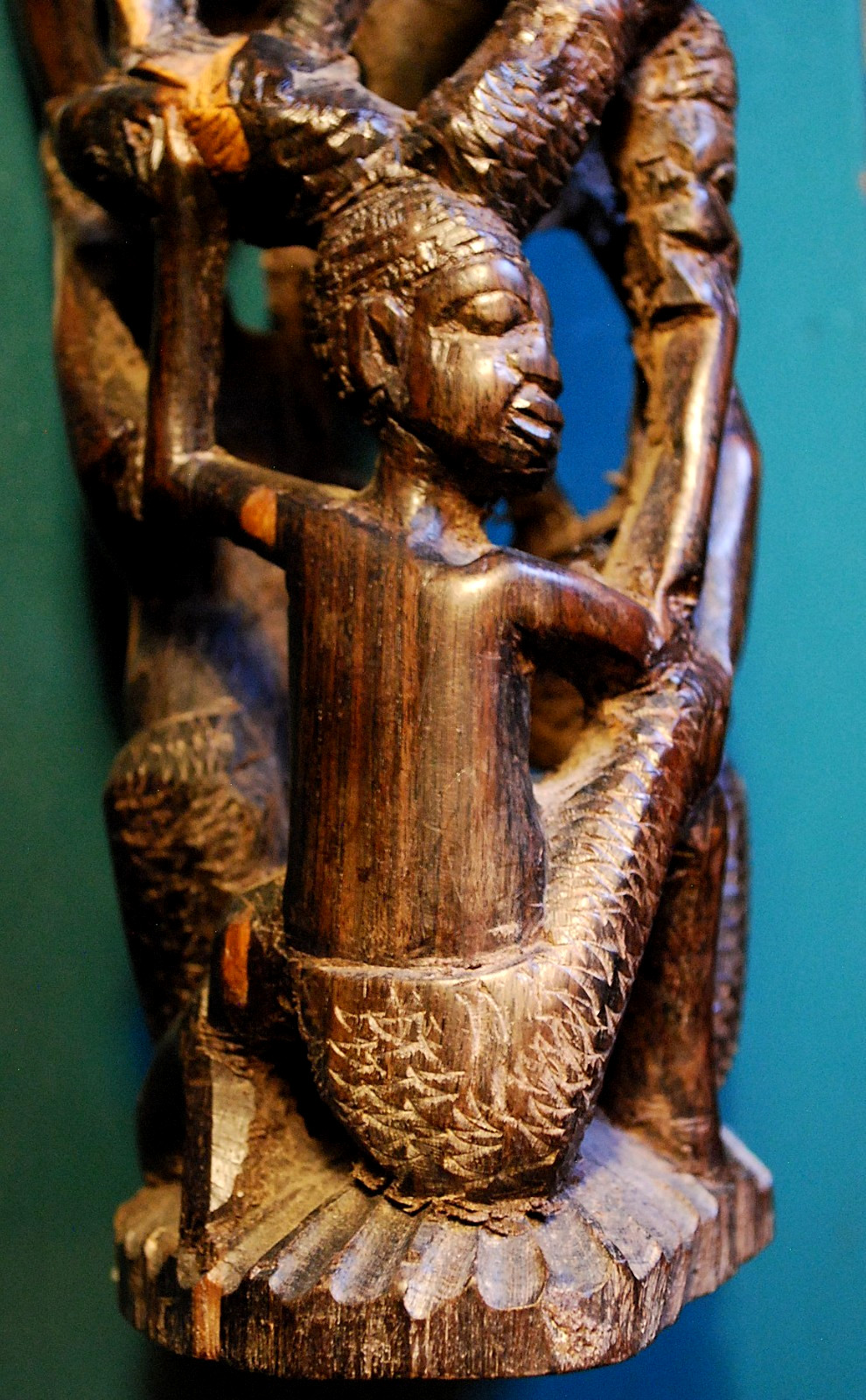 Vtg MAKONDE African TREE OF LIFE Ancestor Family Hand Carved EBONY WOOD Statue