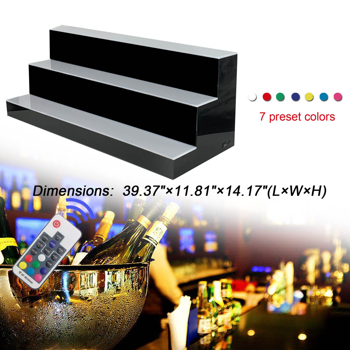 LED Lighted Bar Stage Display Rechargeable Wireless Glowing Liquor Bottle Shelf