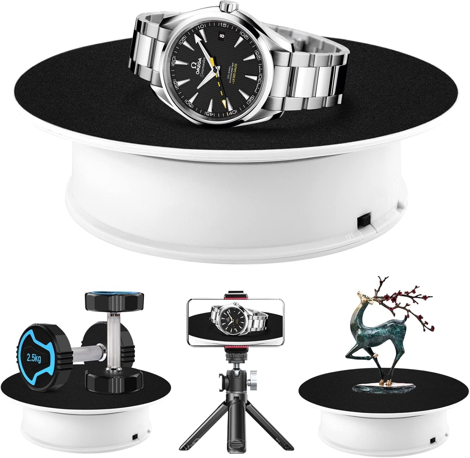 8 Inch Motorized Black Rotating Display Stand 360 Degree Photography Turntable