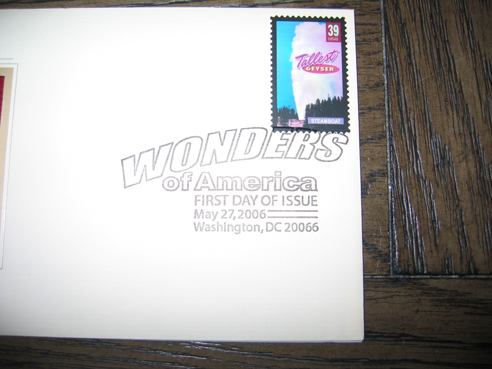 2006 Wonders of America Tallest Geyser Steamboat Replica Golden Cover Stamp