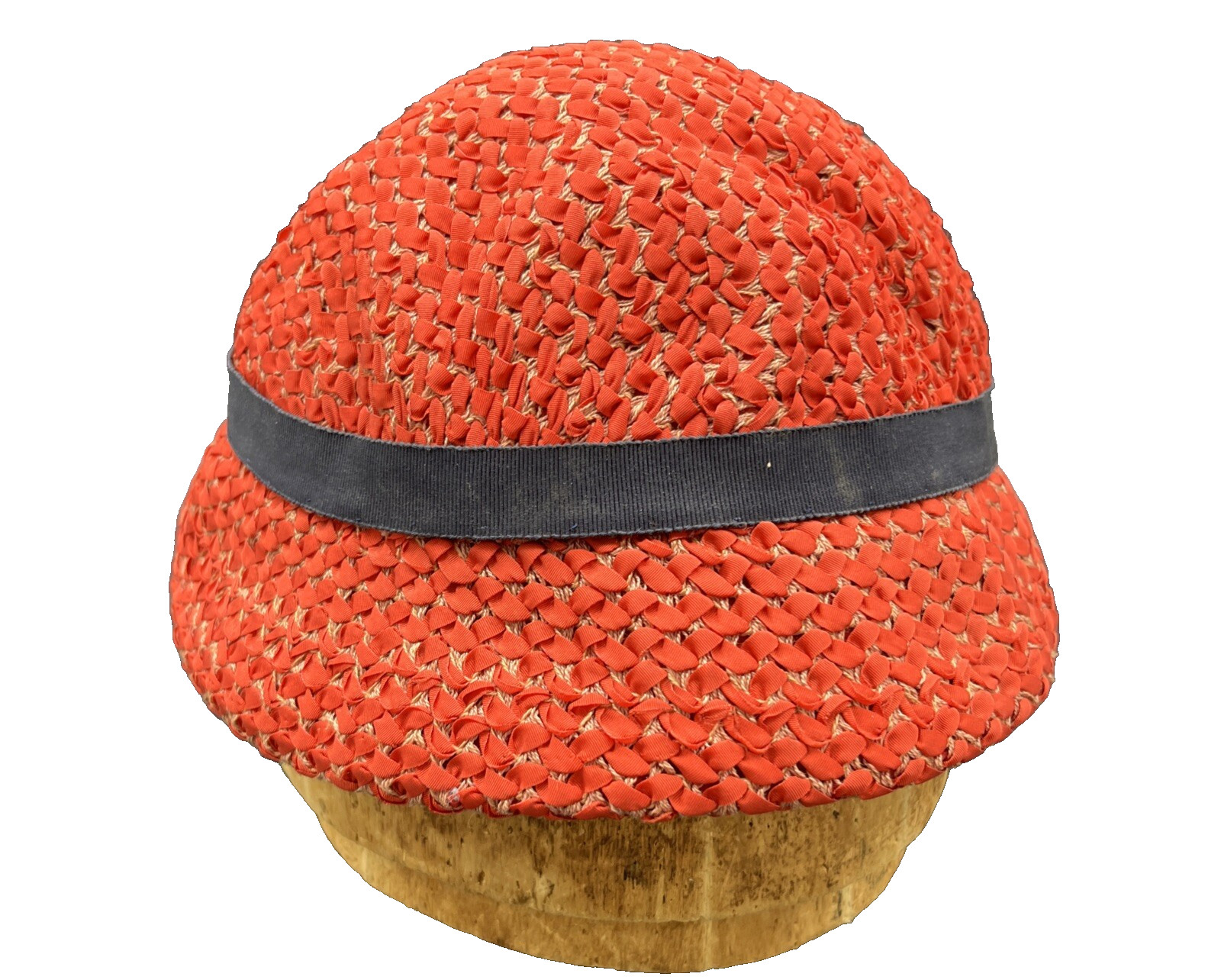 Hutzler Brothers Co. Baltimore Vintage Hat Women’s Red w/ Black Ribbon size 21.5