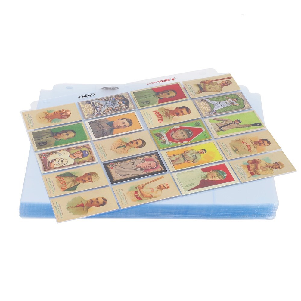 Box of 100 BCW LaserWeld 20-Pocket T206 Tobacco Trading Card Pages