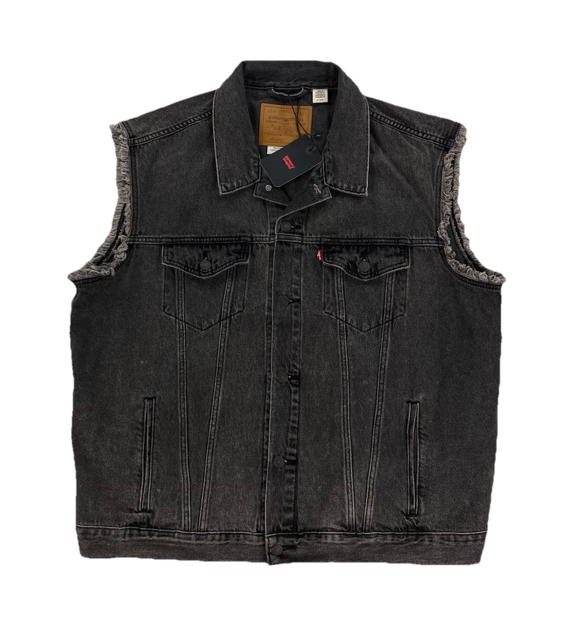 NEW Levi's Strauss Premium Relaxed Fit Denim Trucker Vest Night Owl Black