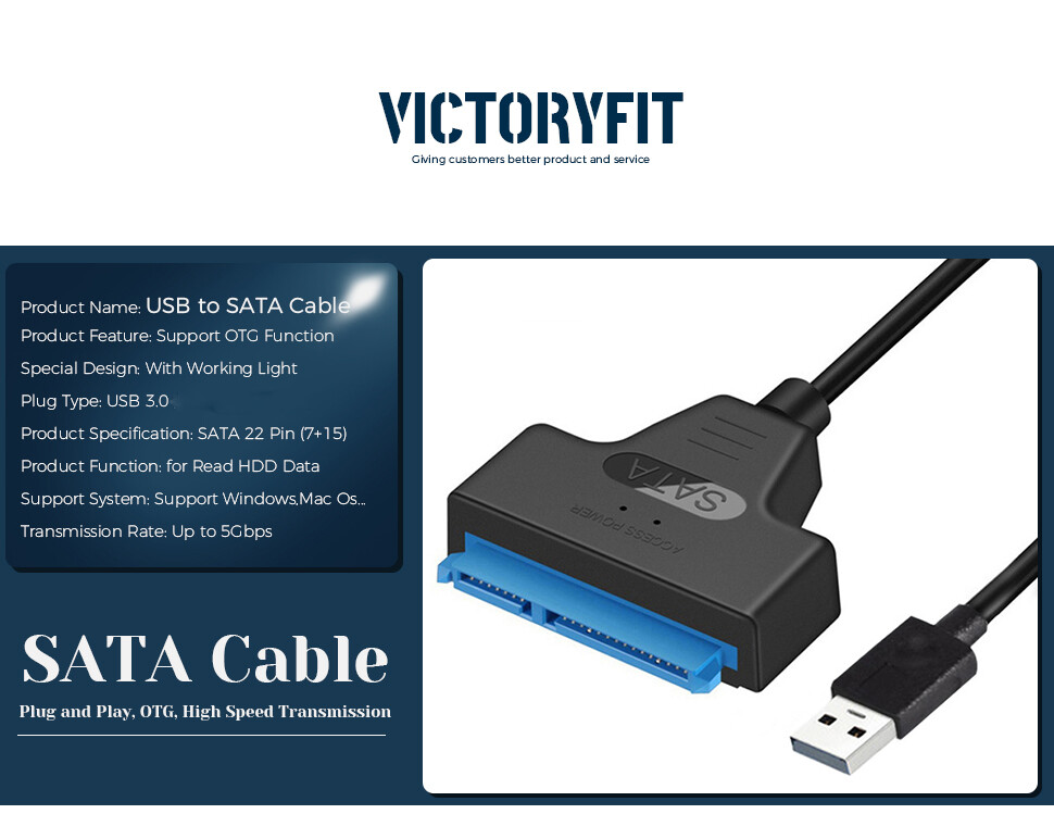 USB 3.0 to 2.5" SATA III Hard Drive Adapter Cable/UASP -SATA to USB3.0 Converter
