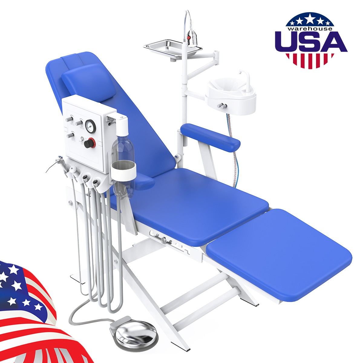 Portable Dental Folding Chair LED light+Turbine Unit/Doctor Assistant Stool
