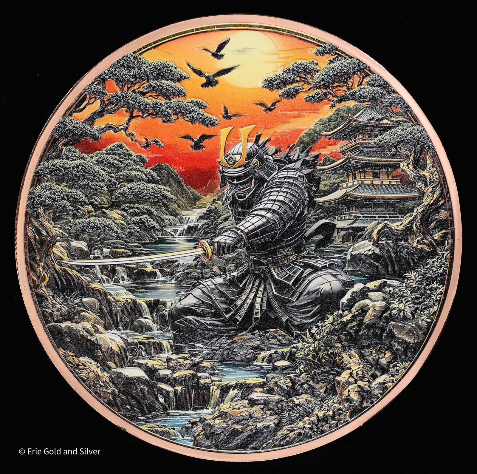 Warriors Samurai Colorized 1 Kilo Copper Round w/Capsule