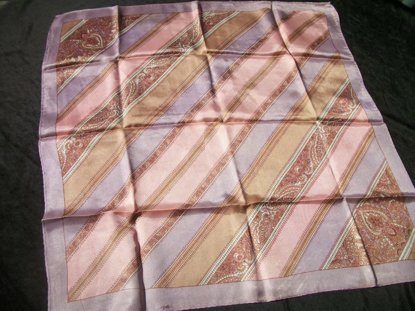 Vintage Scarf Printed Shades of Mauve Lavender Tan SC67