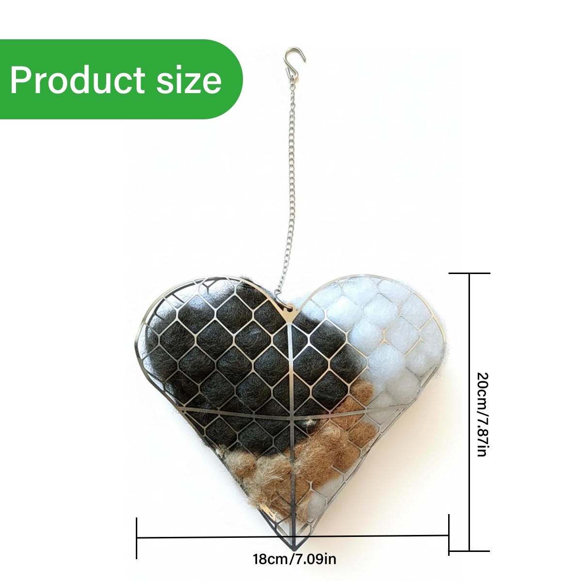 Handmade Alpaca Fiber Bird Nesting Heart, Hanging Bird Shelter Hummingbird Nest