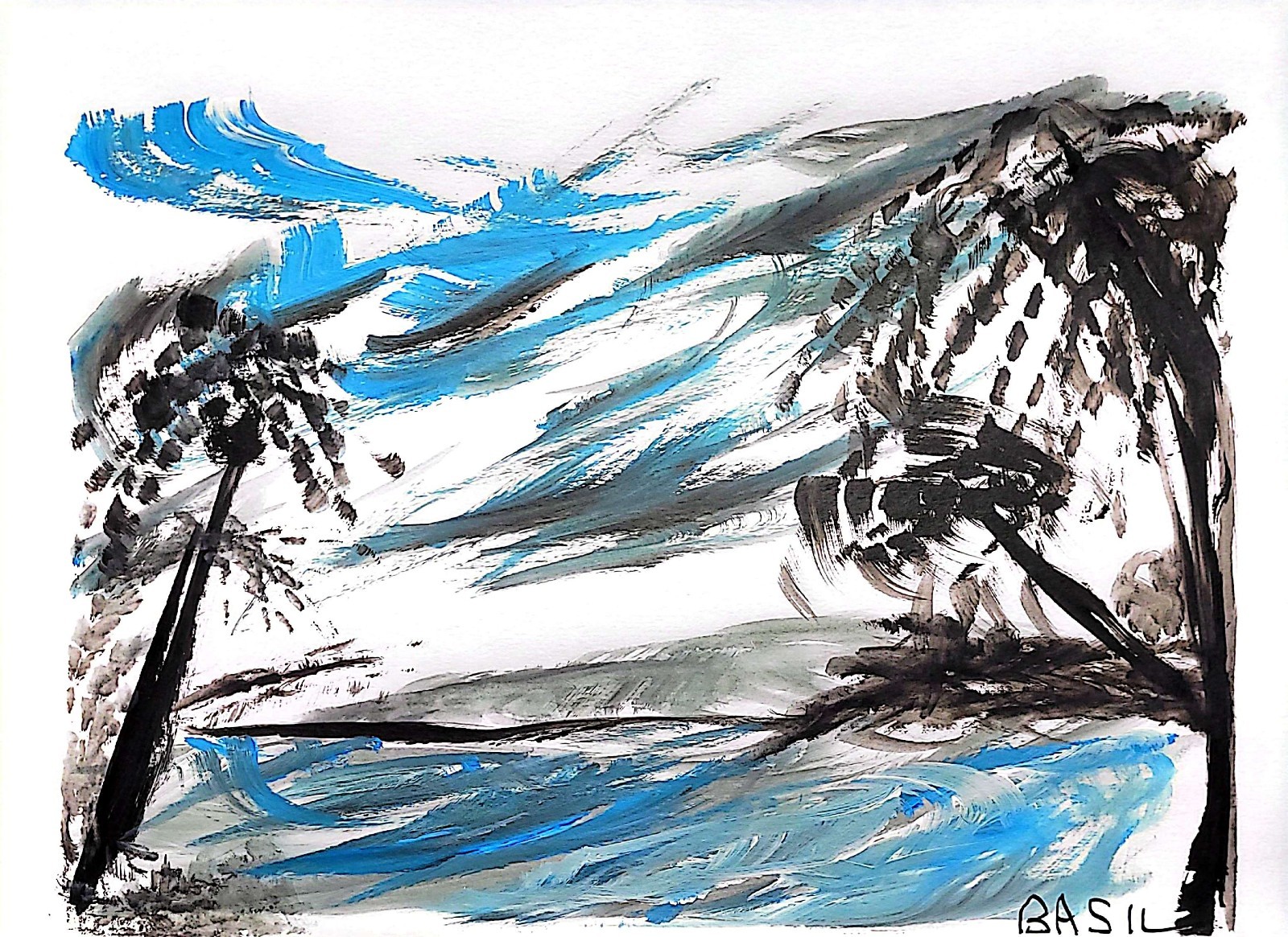 Tropical Paradise 2 Contemporary Expressionist Original Painting 11x14 Shibumi