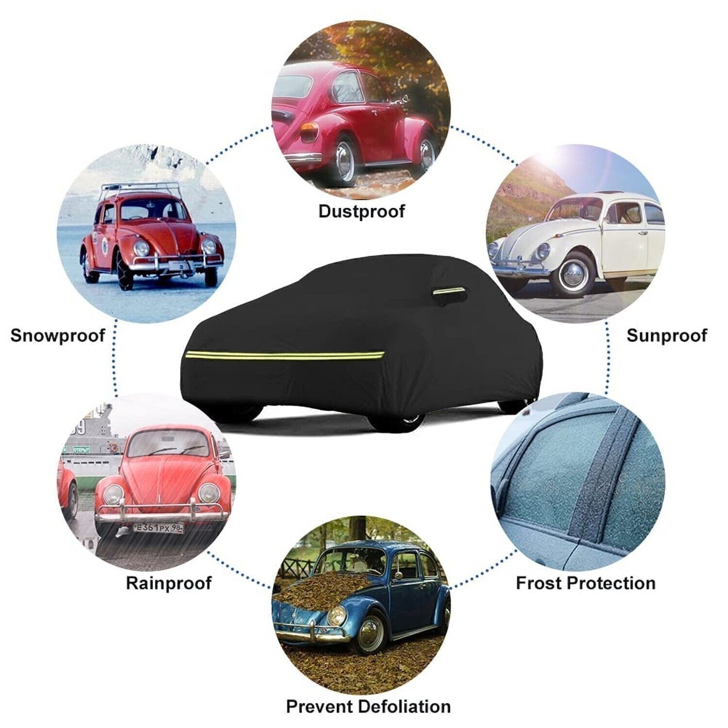 Car Cover Waterproof All Weather for 1960-1980 Volkswagen Beetle Sedan Ldibwiuvc