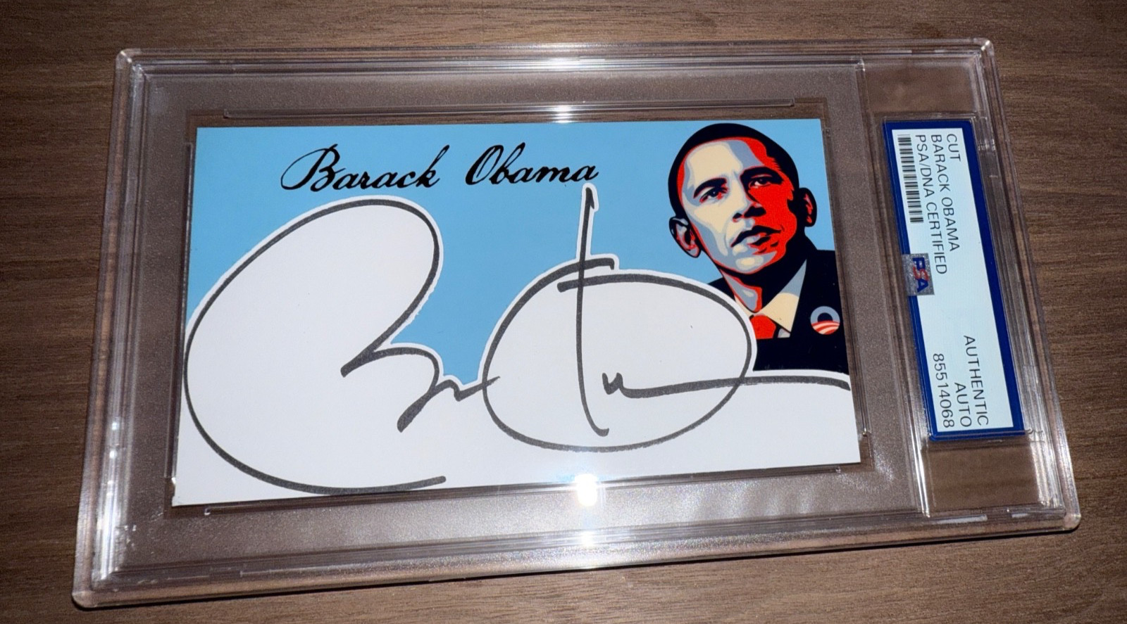 Barack Obama Signed Cut Custom 44th President 3x5 Card PSA DNA Slab Slabbed AUTO