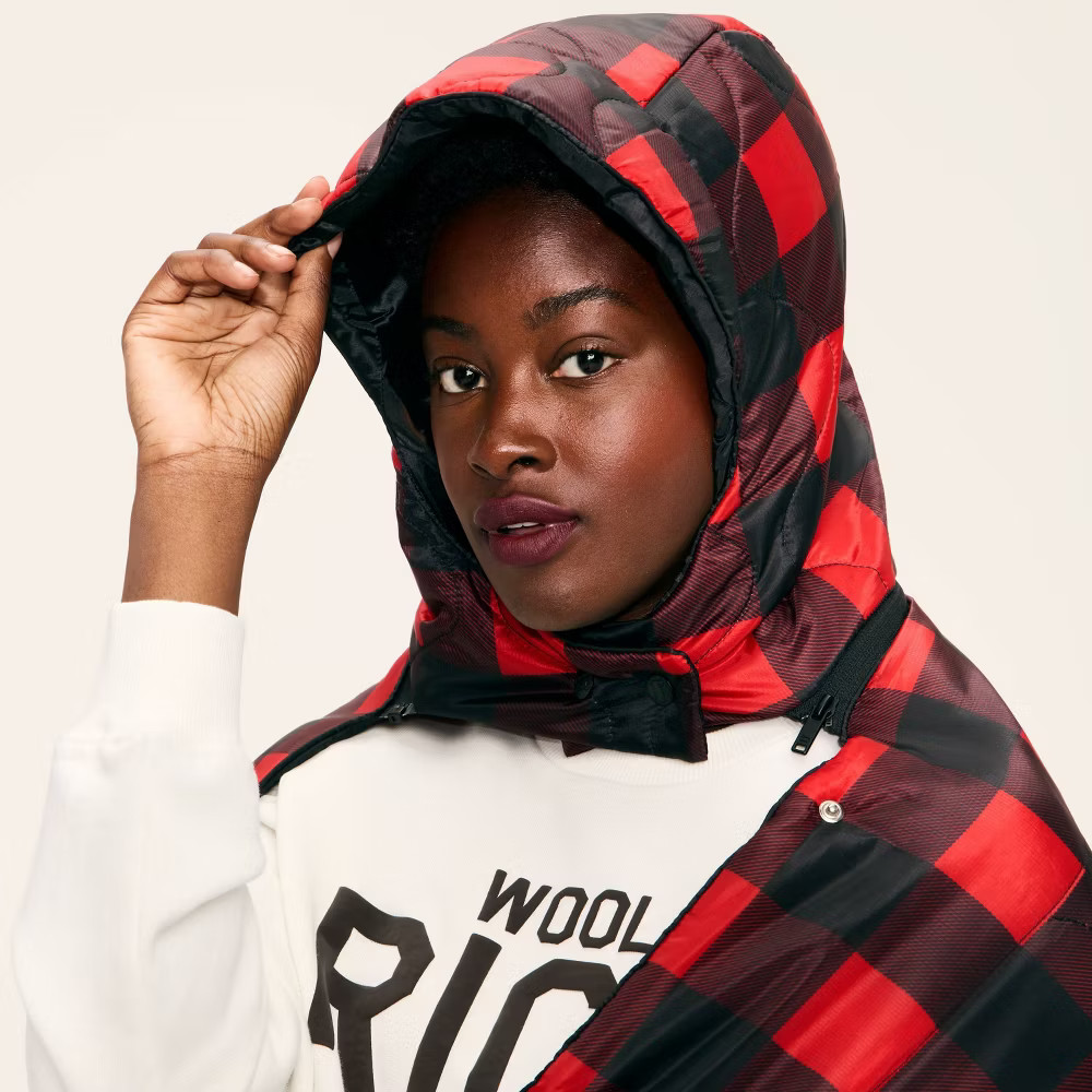 72"x54" Buffalo Check Outdoor Wearable Throw Red/Black - Woolrich