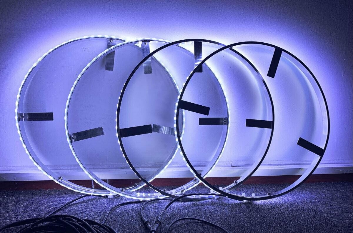 4x 15.5'' White LED Wheel Ring Lights For Truck Car Rim Lights Bluetooth Control
