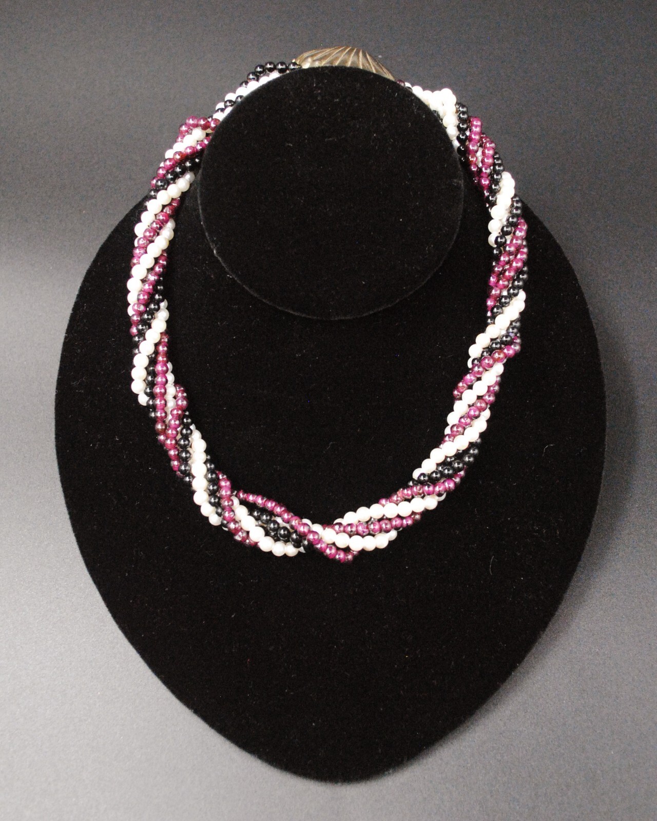 Twist A Bead Genuine 1980's Original Necklace 32-36 inch strands-GARNET 1 str
