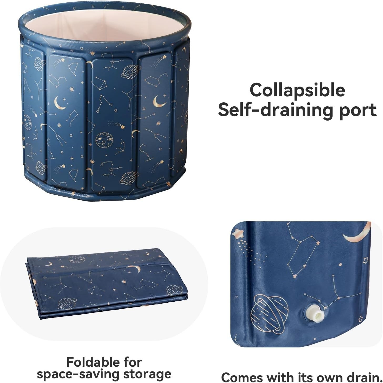 Portable Foldable Ice Bath Tub Collapsible Soaking Bath Tub for Shower 27"*25"