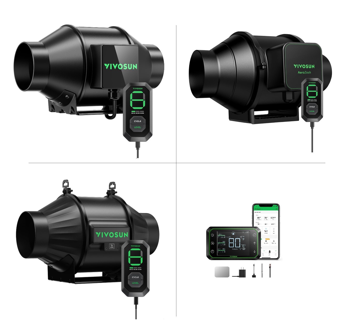 VIVOSUN 4"/6"/8" Inline Fan with Smart Controller for Grow Tent Ventilation