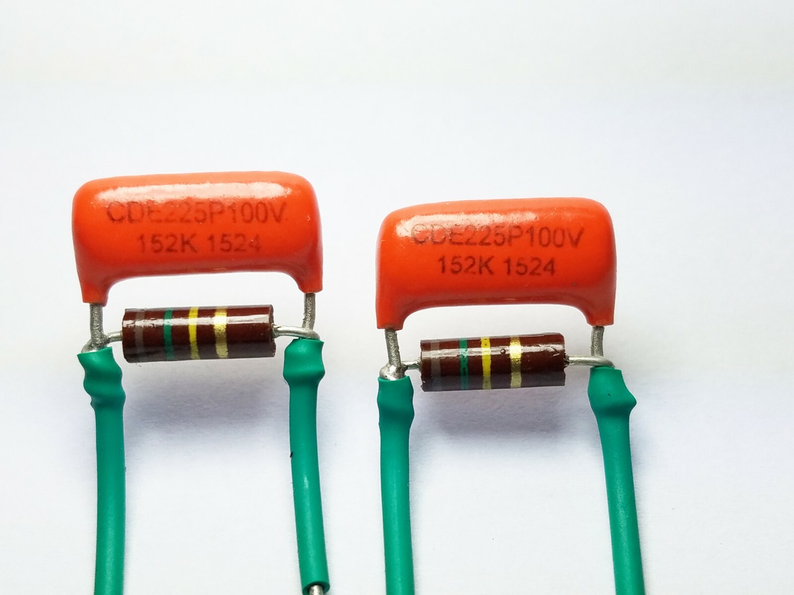 Treble Volume Bleed Circuit Kit .0015uf Orange drop cap 150k Allen Bradley 2pcs