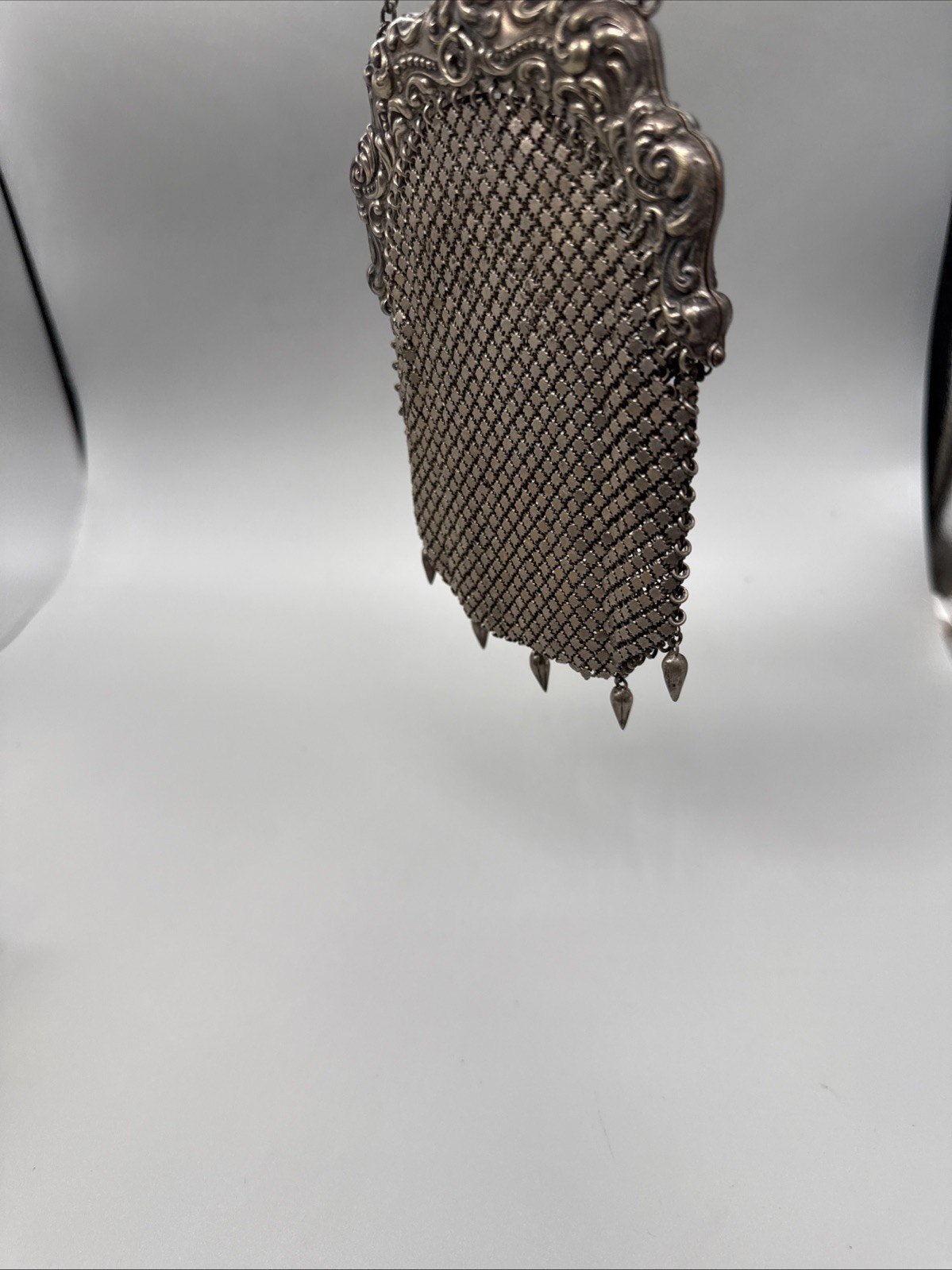 Amazing Antique Art Nouveau German Silver Purse Pouch Mesh Chainmail NICE