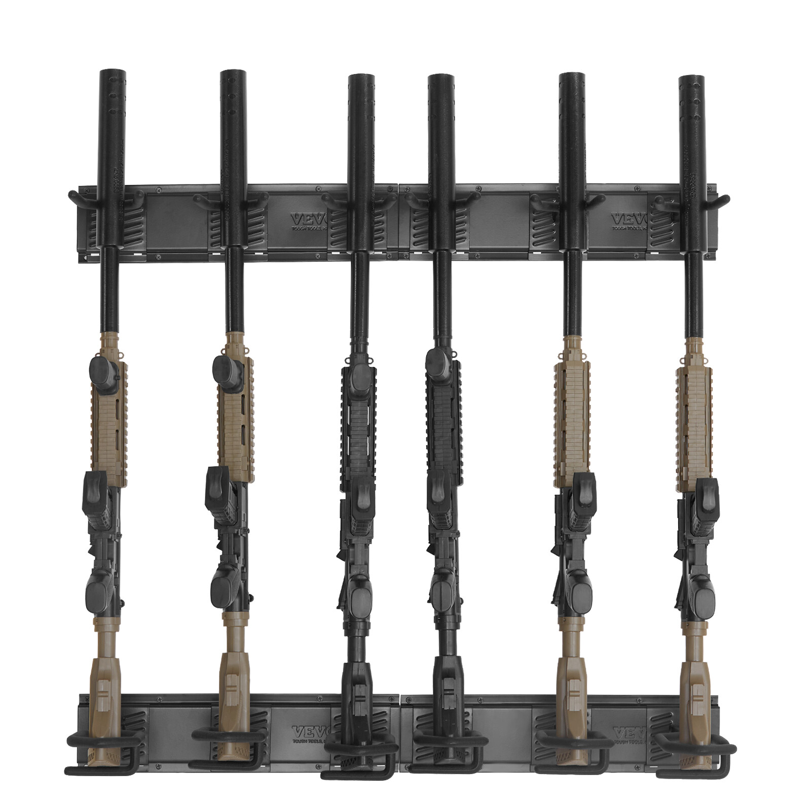 VEVOE Gun Rack 6-Slot Indoor Metal Gun Rack Wall Mount Vertical Rifle Rack