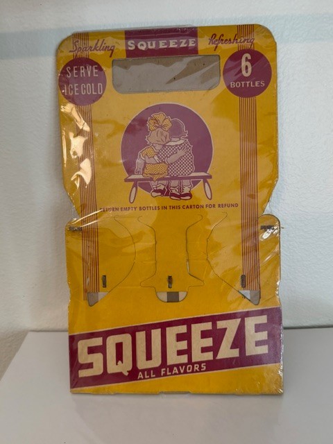 Vintage Advertising Soda Drink Holder / SQUEEZE SODA ~ NOS Sealed 1930's WOW!