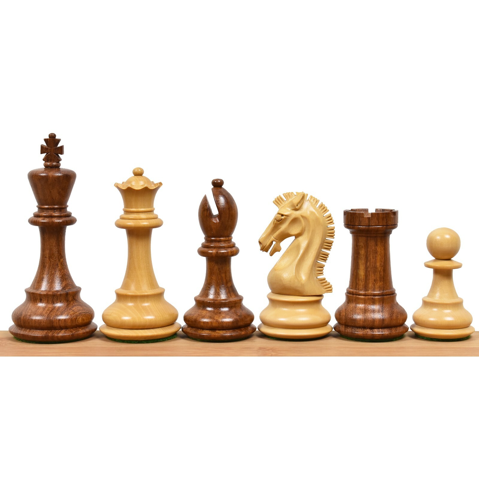 3.9" Craftsman Knight Staunton Chess Pieces Only set - Double Weighted Golden Ro