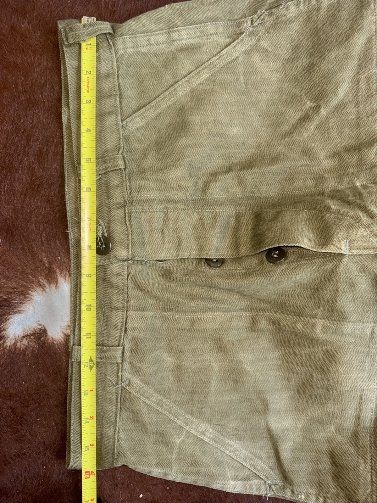 Vintage Military HBT Pants Trousers Sz 31x32 Faded Gusset Maker Unknown