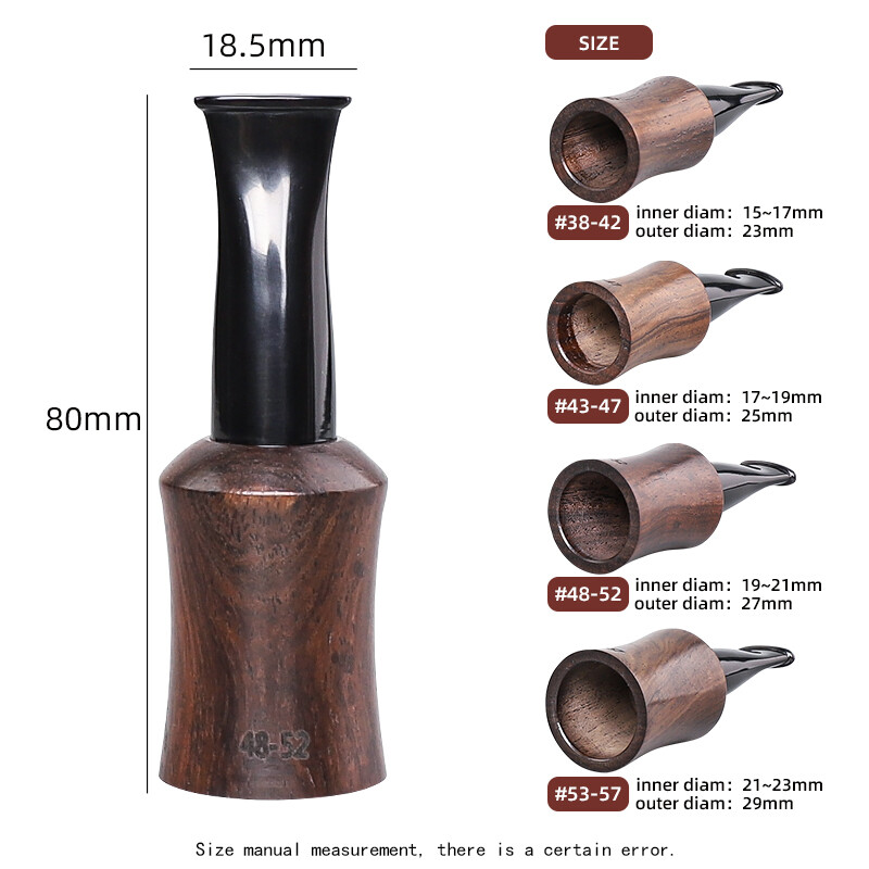 Ebony Wooden Cigar Mouthpiece Tips Portable Cigar Holder Size 48-52 Gauge Ring
