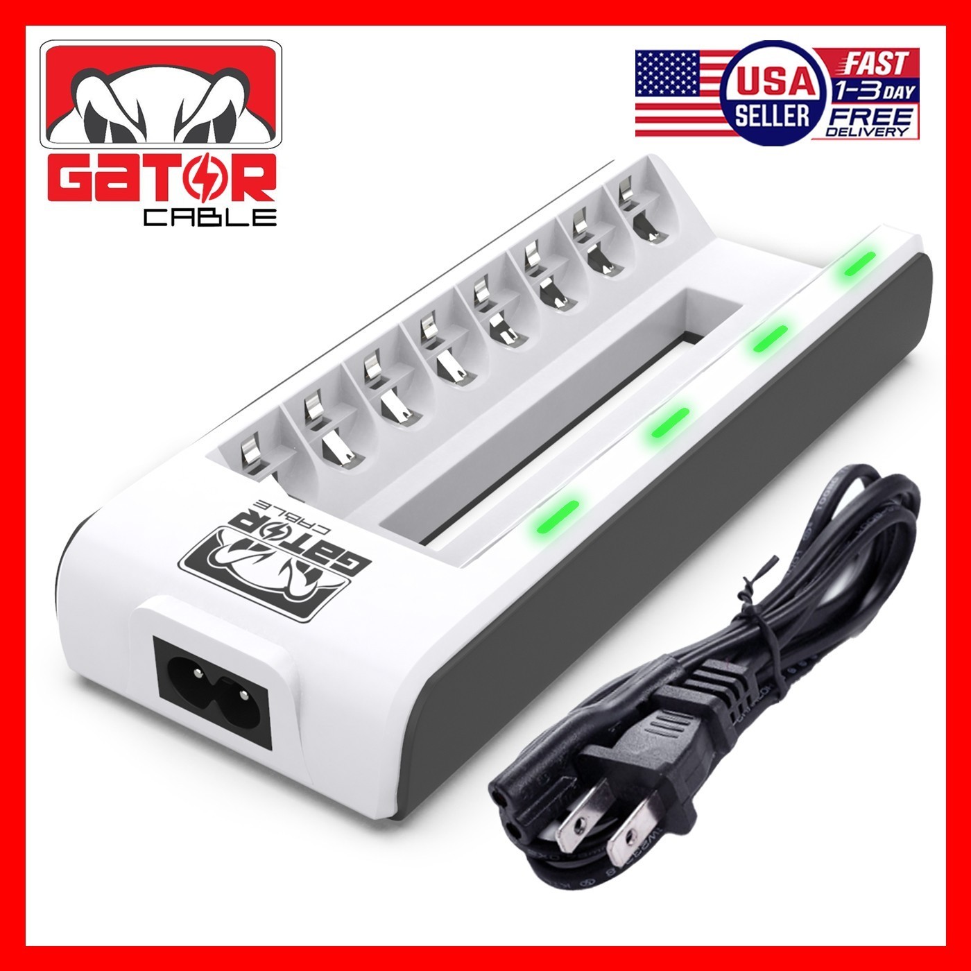 Rechargeable Battery Charger AA AAA Ni-MH Ni-CD Automatic Charged Red LED Light