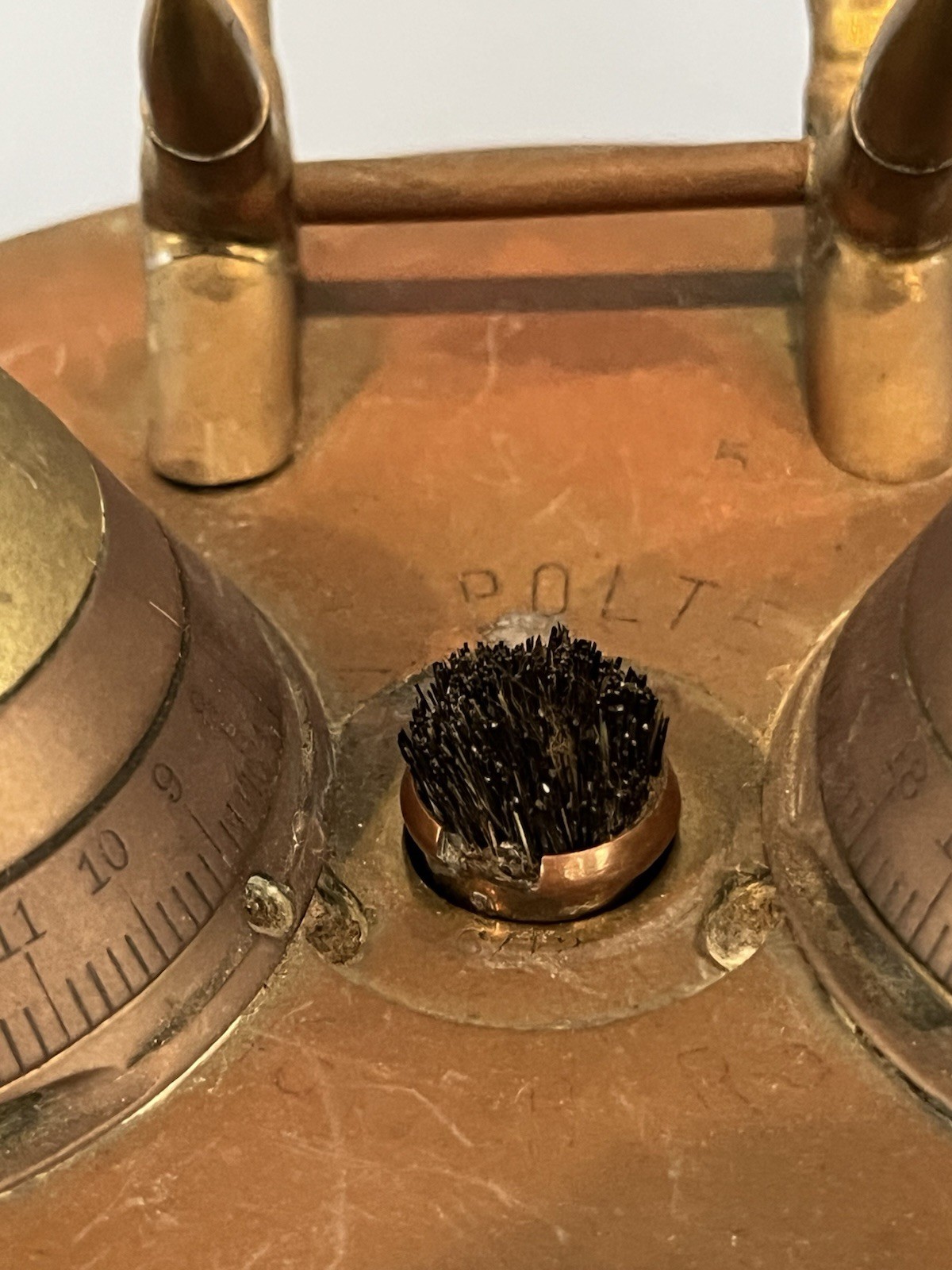 Antique WWI German Trench Art Desk Set Artillery Shell Fuse Ink Wells/Pen Holder