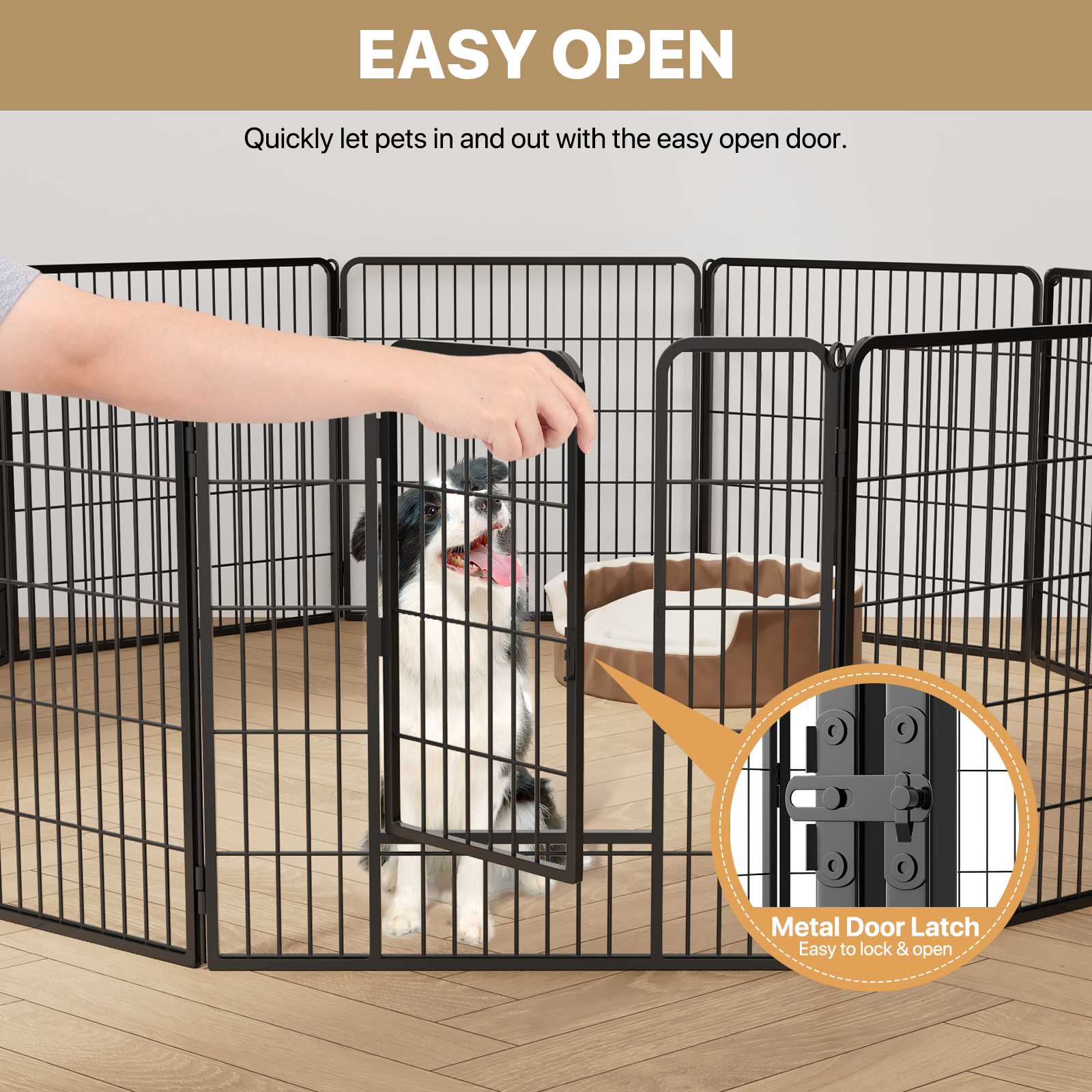 31" Portable Dog Playpen 10 Panel Heavy Duty Metal Exercise Fence Kennel w/Doors
