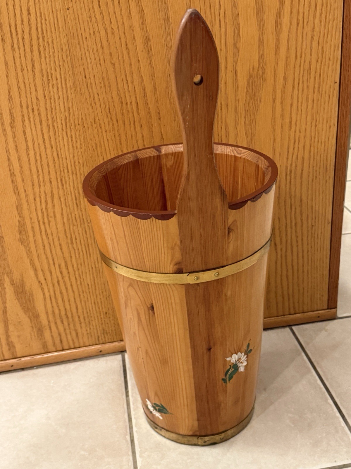 VTG Wood Umbrella Cane Plant Stand Handcrafted Painted Country Farmhouse 24"