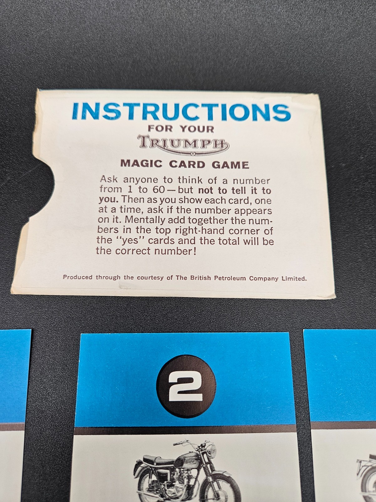 Triumph Motorcycle Magic Card Game Dealer Giveaway Set of 6 Cards