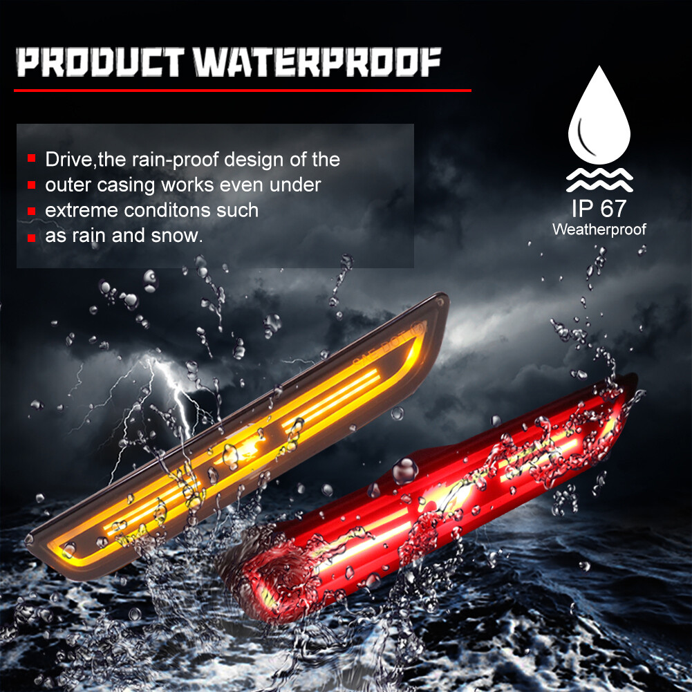 Smoked LED Front Amber & Rear Red Side Marker Lights For 2010-2014 Ford Mustang