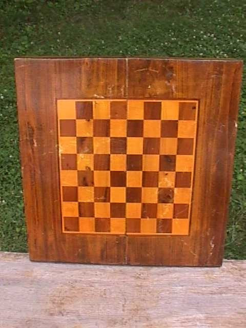 VINTAGE WOODEN FOLDING CHESS BOARD DECOR WALL ART YOU RESTORE