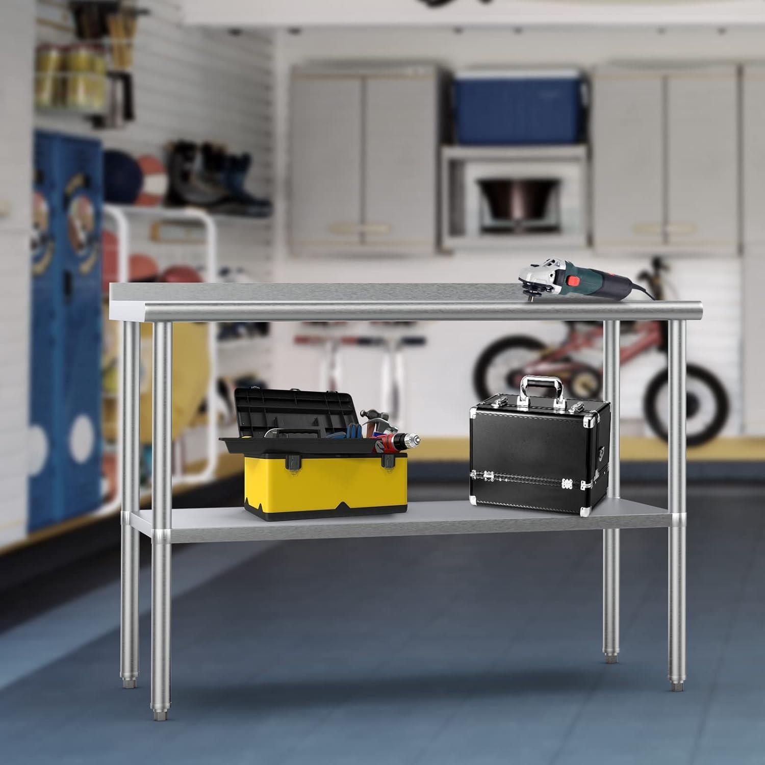 Heavy Duty 60'' x 24'' Stainless Steel Work Table with Adjustable UnderShelf