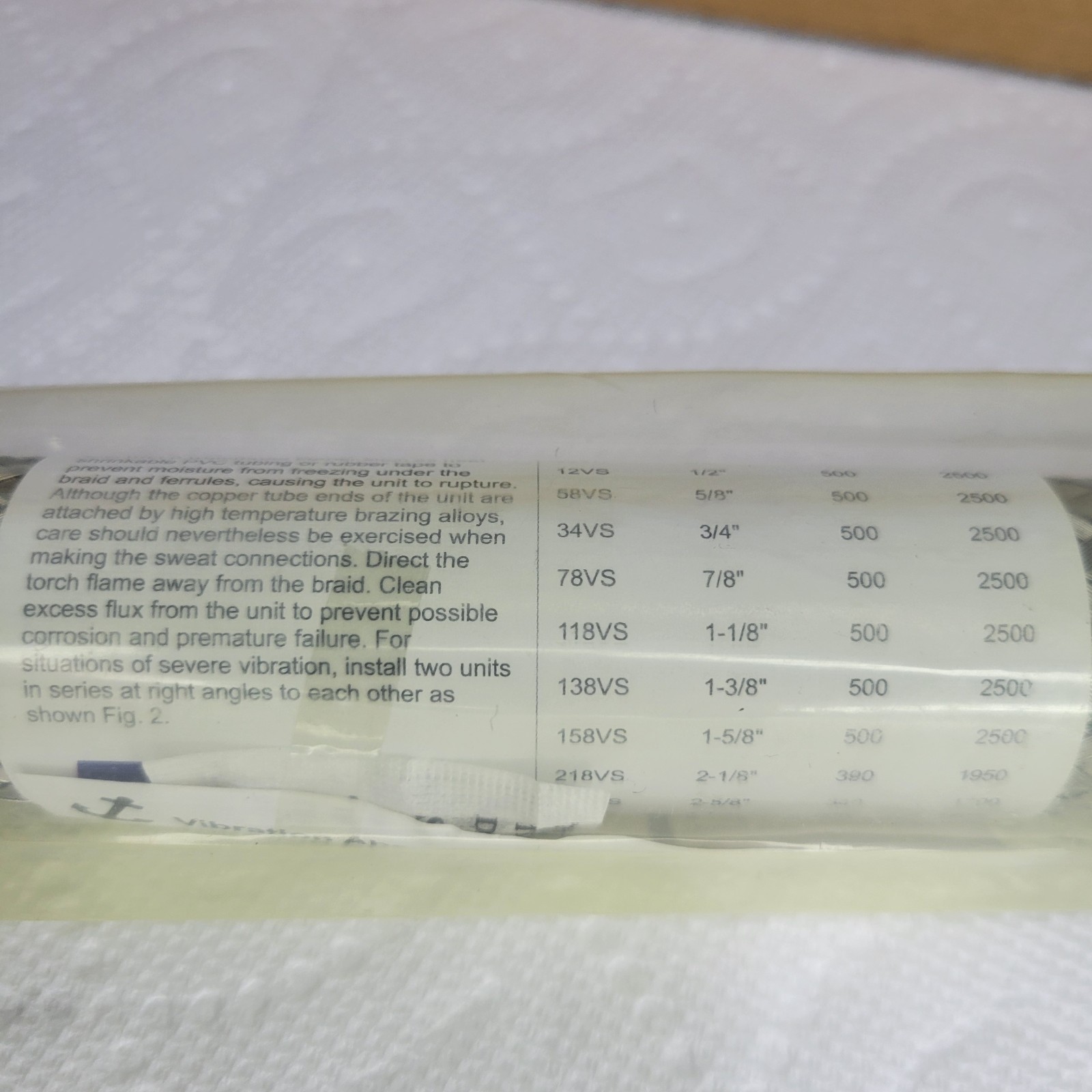 IRP 118VS Vibration Absorber 1-1/8" OD Copper Tubing 365-0007