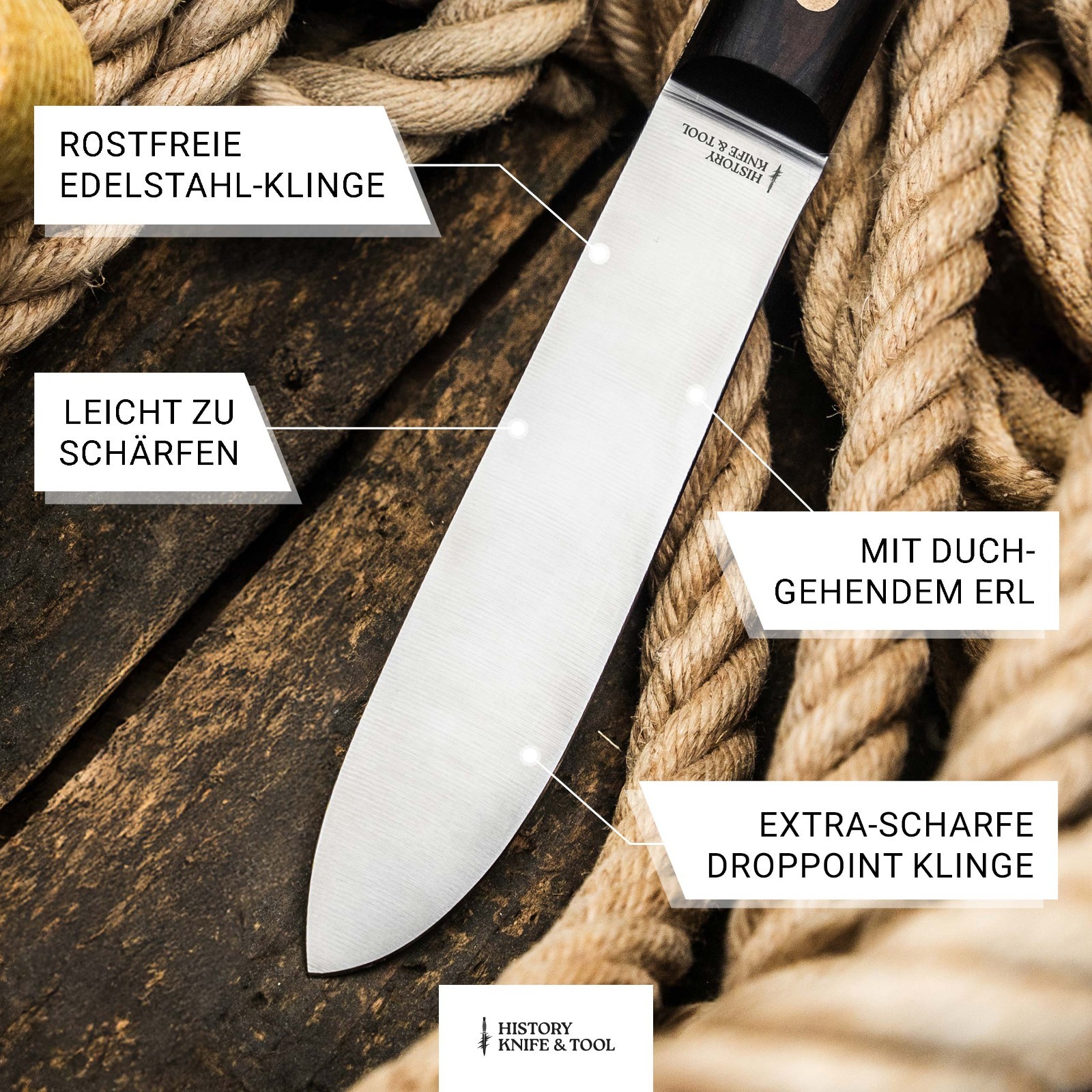 History Knife & Tool Sailor´s Knife 5.28" Fixed Blade 4116 Full-Tang - 02HY005