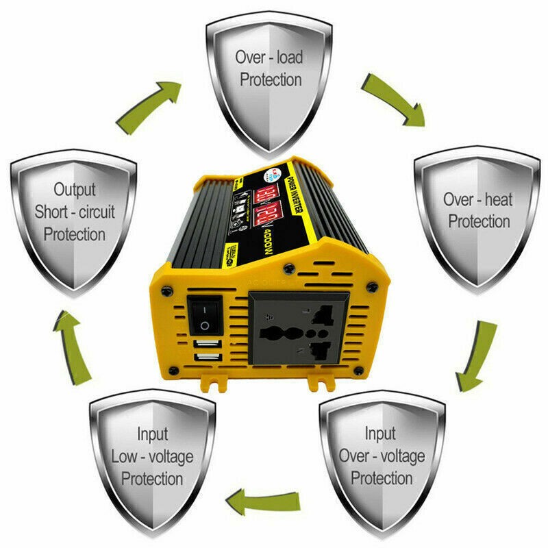 4000W Car Power Inverter DC 12V To AC 110V Pure Sine Wave Converter LCD USA