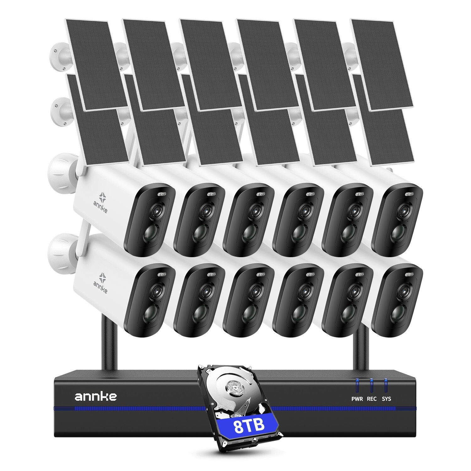 ANNKE 4MP Wireless Color PIR Security Camera System Solar Battery Two Way Audio