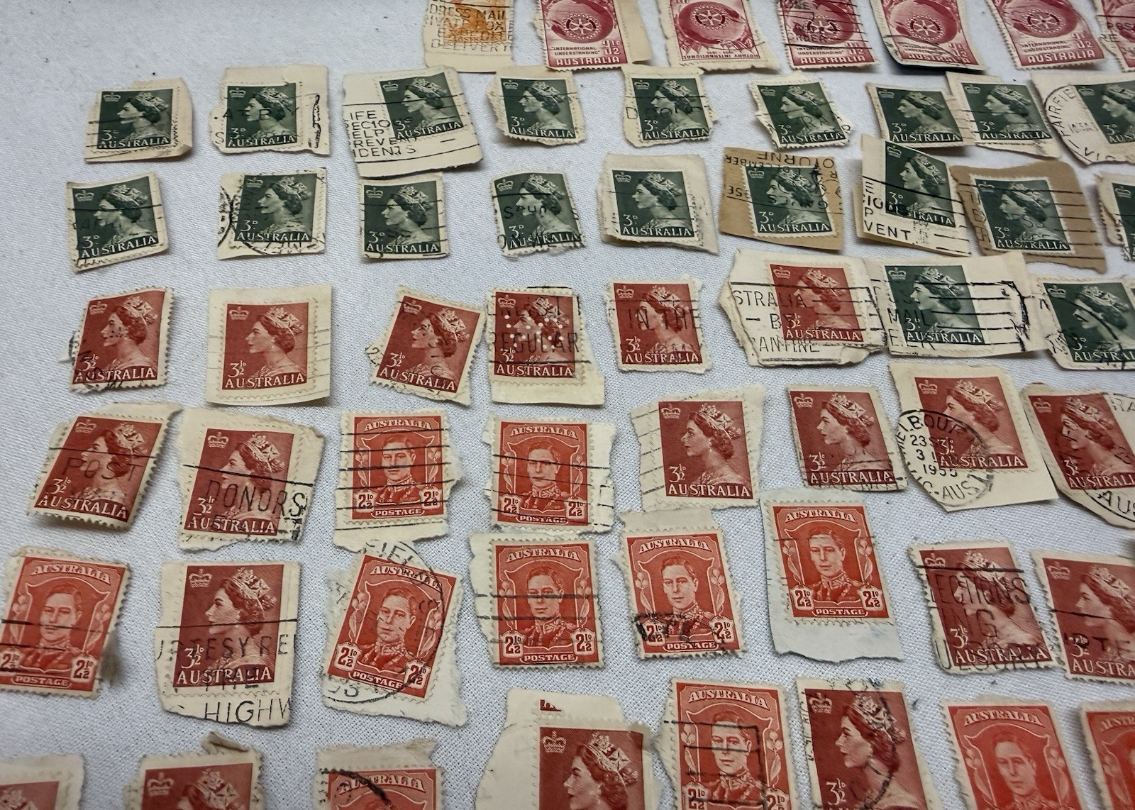 Vintage Australia Royalty Stamp Collection Lot 80+ Used 50s-60s, Queen Elizabeth
