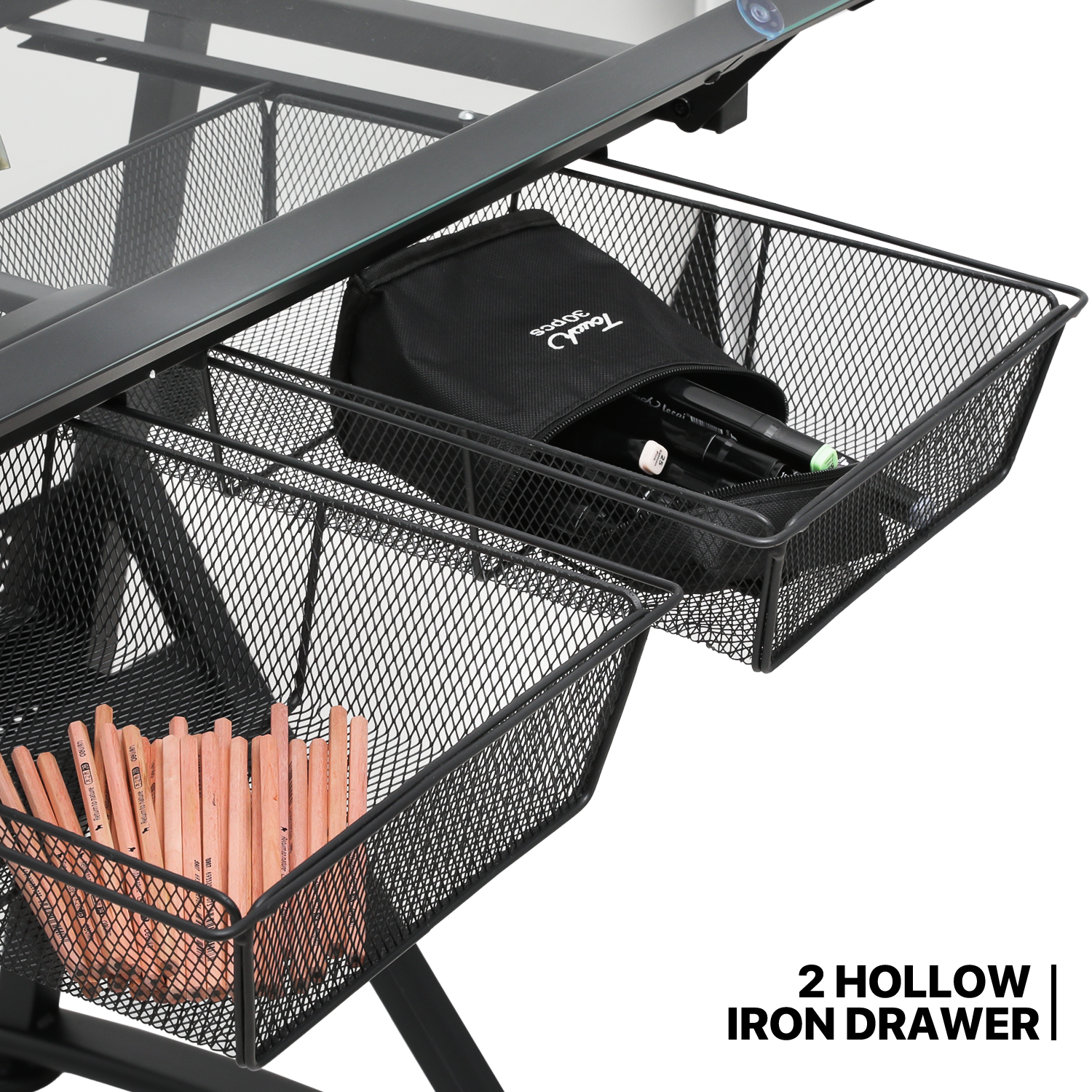 Drafting Table Adjustable Tempered Glass Art Craft Drawing Work Station w/Stool