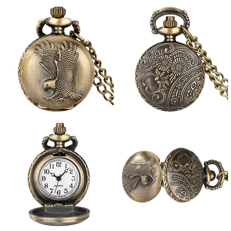 Steampunk Mini Size Pocket Watch Small Quartz Analog Watches with Necklace Chain