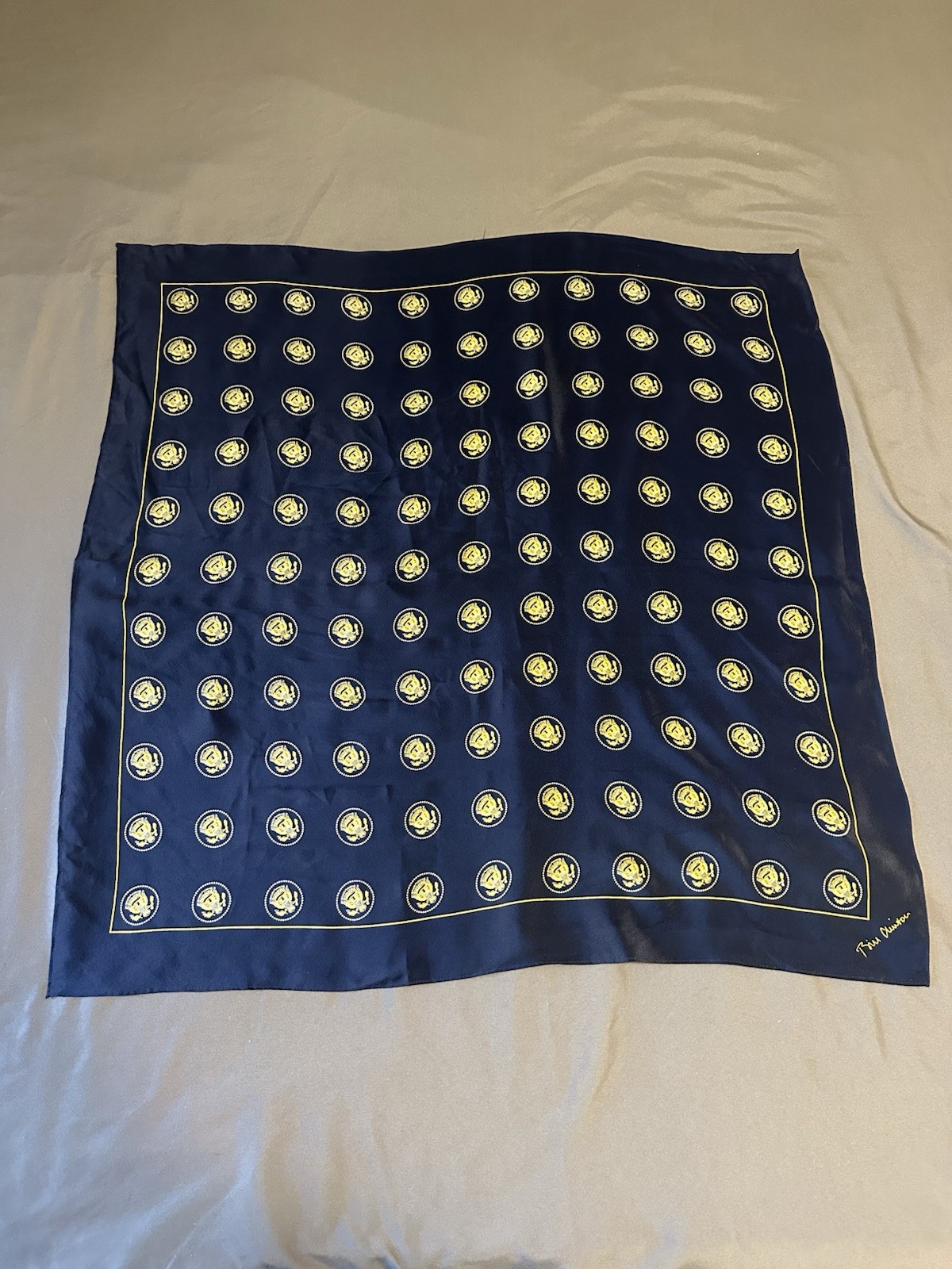 Presidential Seal Repeating Print Square Silk Scarf 29”X29” Bill Clinton Navy