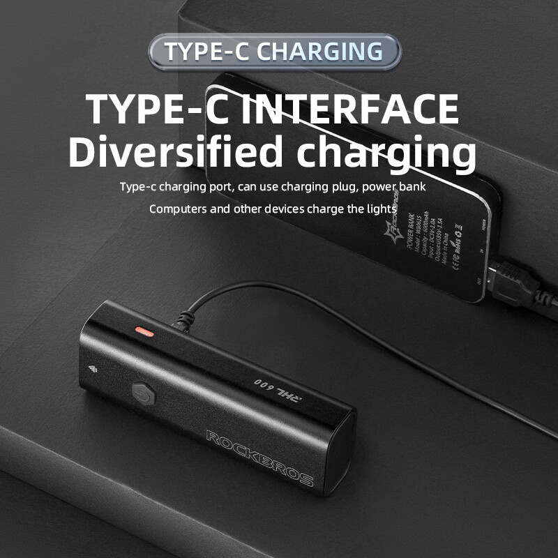 ROCKBROS Cycling Headlight USB Rechargeable MTB Road Bike Front Light Night LED