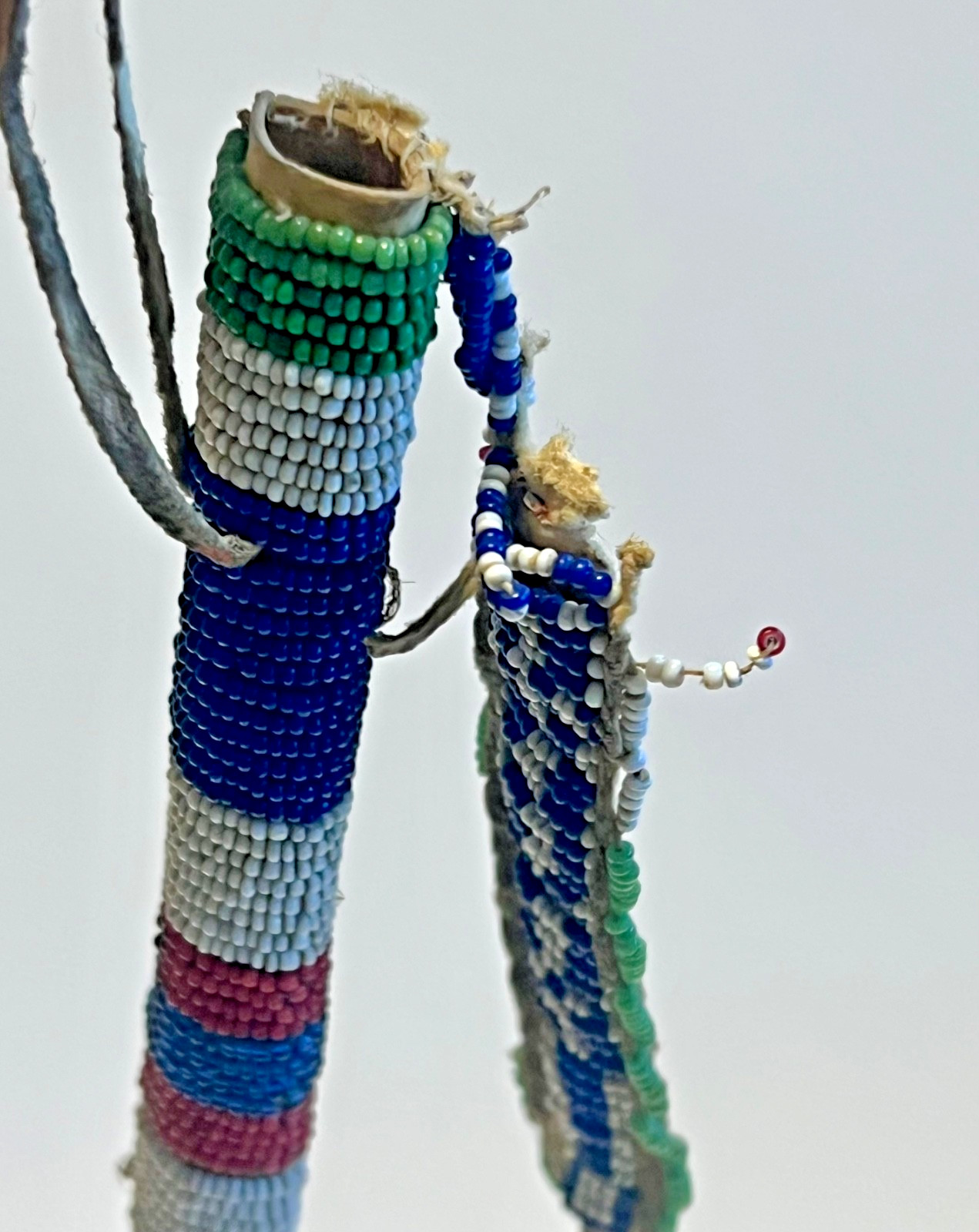 Antique Native American Indian Beaded Awl Case; Tinkle Cones; 1890's