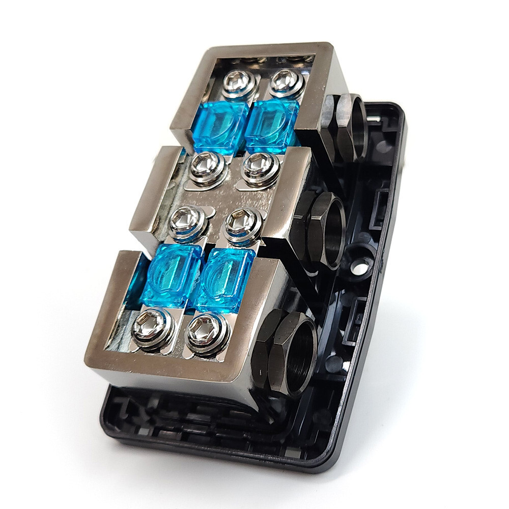 KnuKonceptz KNF36 2 Way 1/0 Gauge Fuse Distribution Block Dual 1/0 Out w/ Fuses