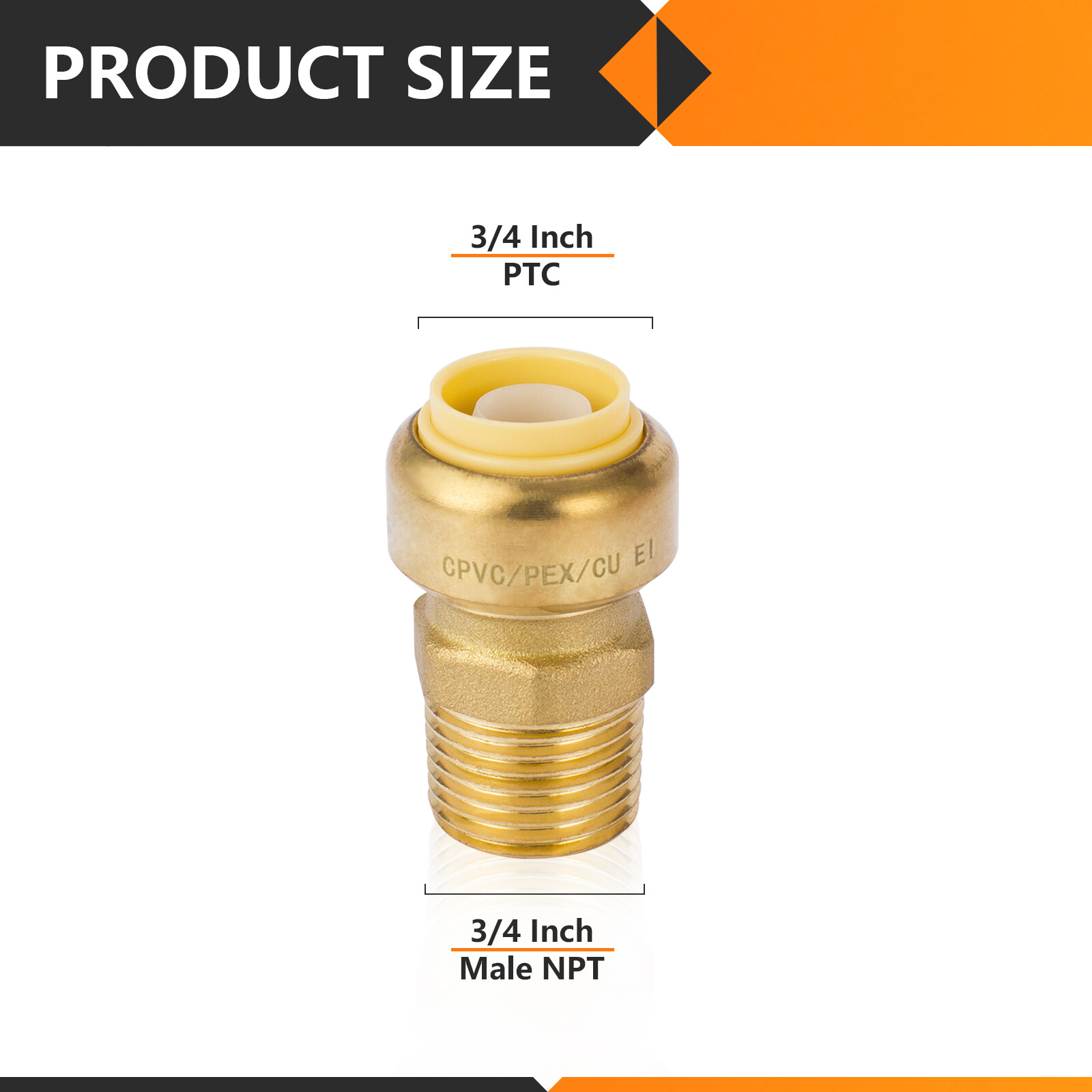 EFIELD (2 to 100 Packs) 3/4"Push Fit ×3/4"Female Adapter Brass Fitting Lead Free