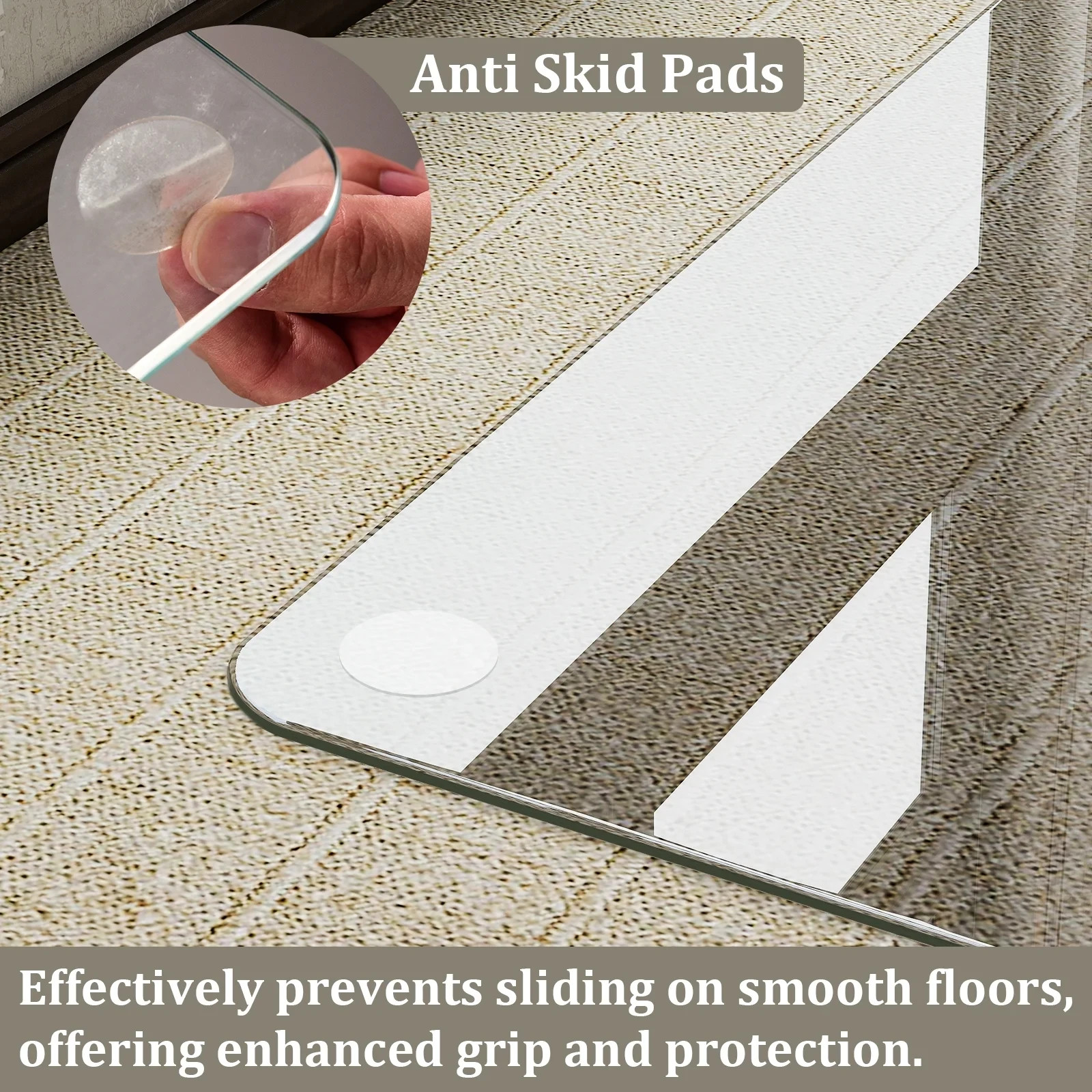 36.1" x 46" Heavy Duty Hard Tempered Glass Mat Glass Chair Mat,Clear