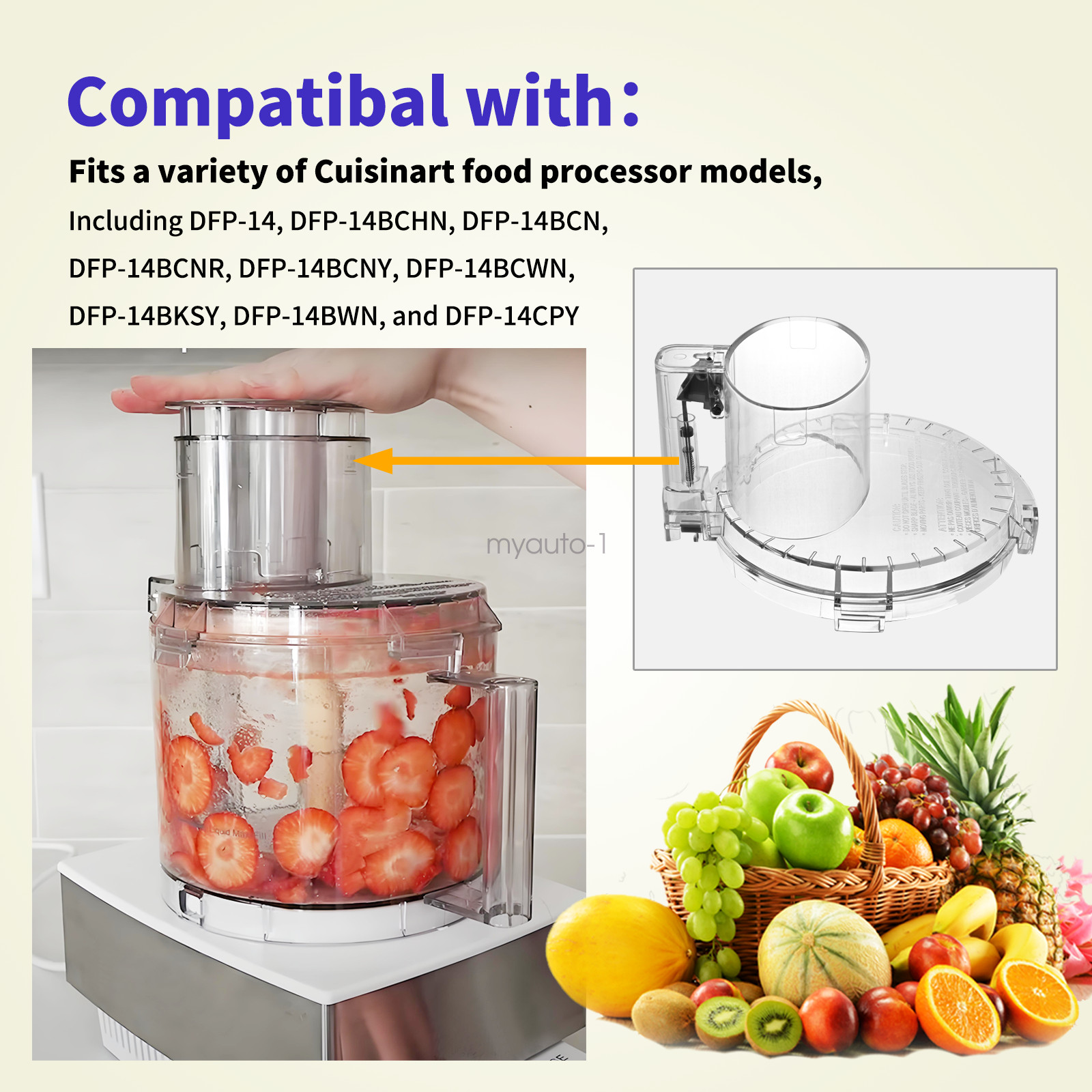 DFP-14NWBCT1 Fits Cuisinart Food Processor Work Bowl Cover for DLC-005AGTXT1